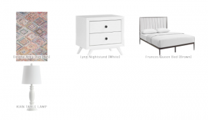 Furnishr design proposal package including two-drawer dressers and beds